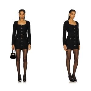 MAJORELLE Gabrielle Tweed Mini Dress in Black